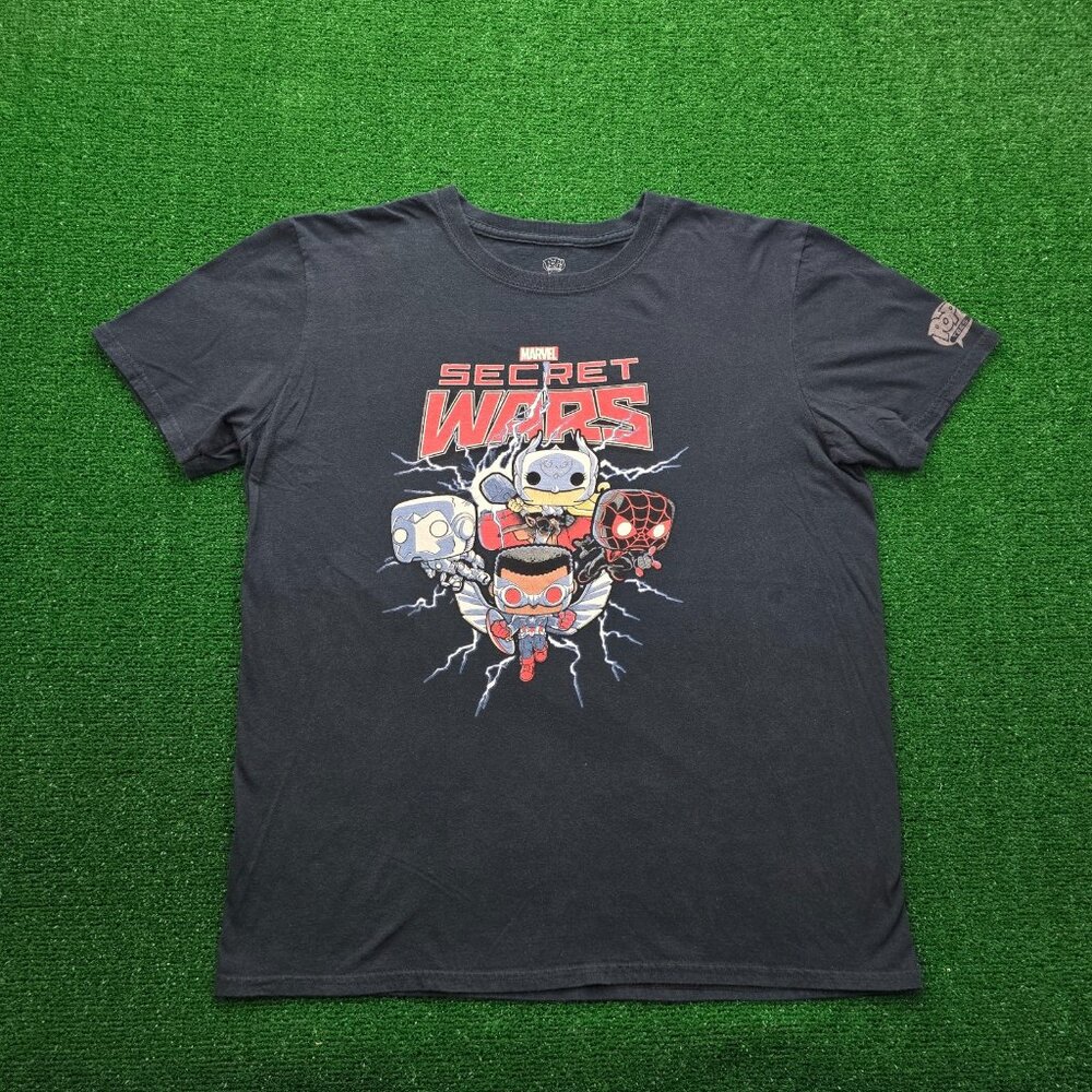 Marvel Secret Wars Tshirt Mens Medium/Large Black Short Sleeve Funko‎ Pop Heroes
